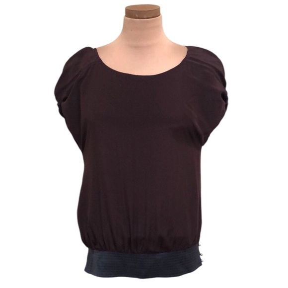 Anthropologie Line & Dot Blouse Size Small Maroon Red Silk - Picture 1 of 11